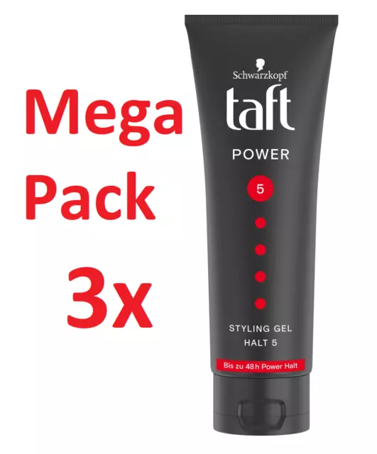 3x 250ml 3 Wetter taft Power Styling Gel Halt 5 Bis zu 48 Stunden