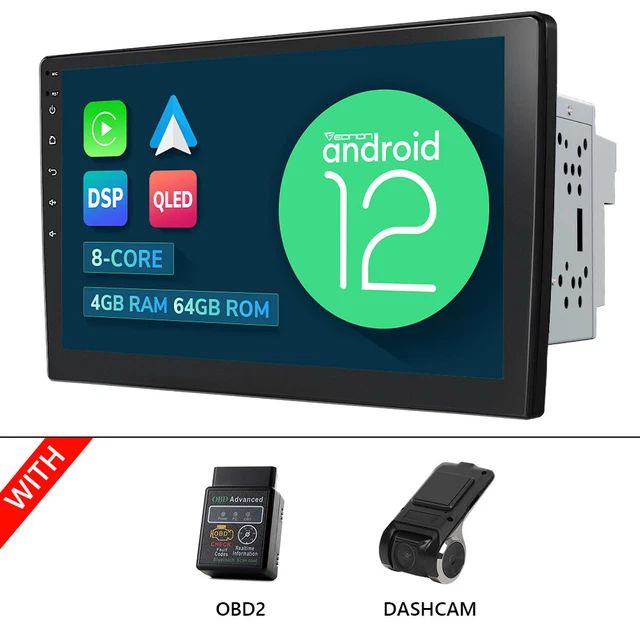 OBD+DVR+Double 2 DIN 10.1" 8-Core Android 12 Car Stereo Radio DSP GPS Navigation