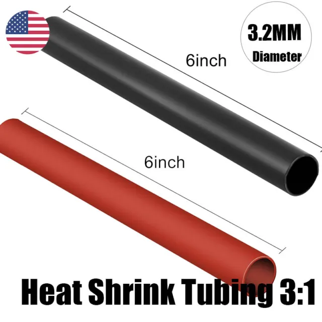 6" Heat Shrink Tubing 3:1 Marine Grade Waterproof Glue Lined DIA 3.2mm