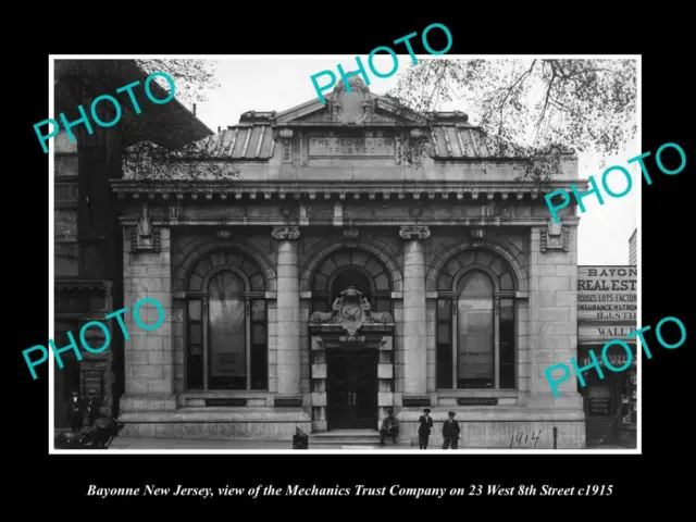 OLD LARGE HISTORIC PHOTO OF BAYONNE NEW JERSEY THE MECHANICS TRUST Co c1915