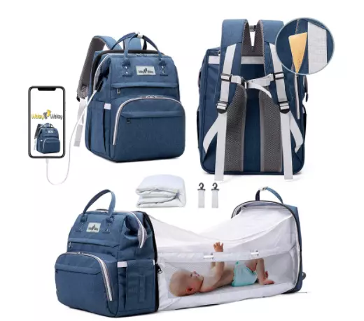 Foldable Diaper Bag 3 in 1 Baby Bed Portable Bassinet Crib Backpack Travel Sleep