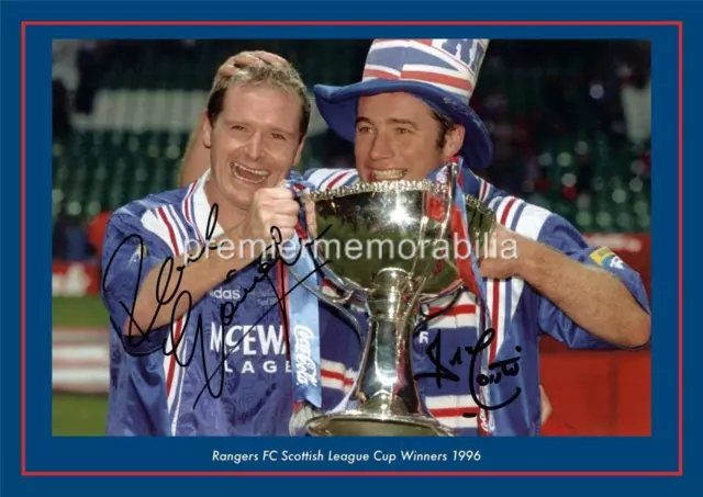 RANGERS FC 1996 CUP FINAL PAUL GASCOIGNE GAZZA & ALLY McCOIST SIGNED PRE-PRINT