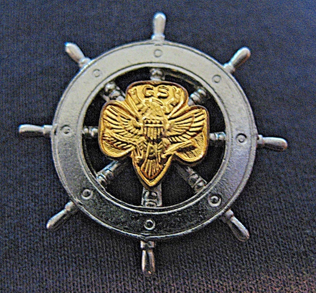 1940S MARINER GIRL Scout Membership Pin EUC Ship's Wheel Unique