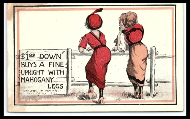 Humor Postcard $1 Down Buys a Fine Upright with Mahogany Legs Posted   pc262