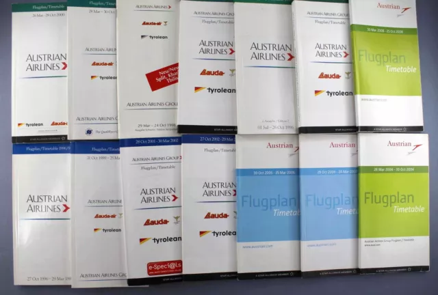 Austrian Airlines Airline Timetables X 14- 1996 - 2008 Seat Maps