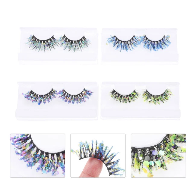 4 Pairs Glitter Lash Extensions Pailletten Wimpern Wimpern mit Farbe