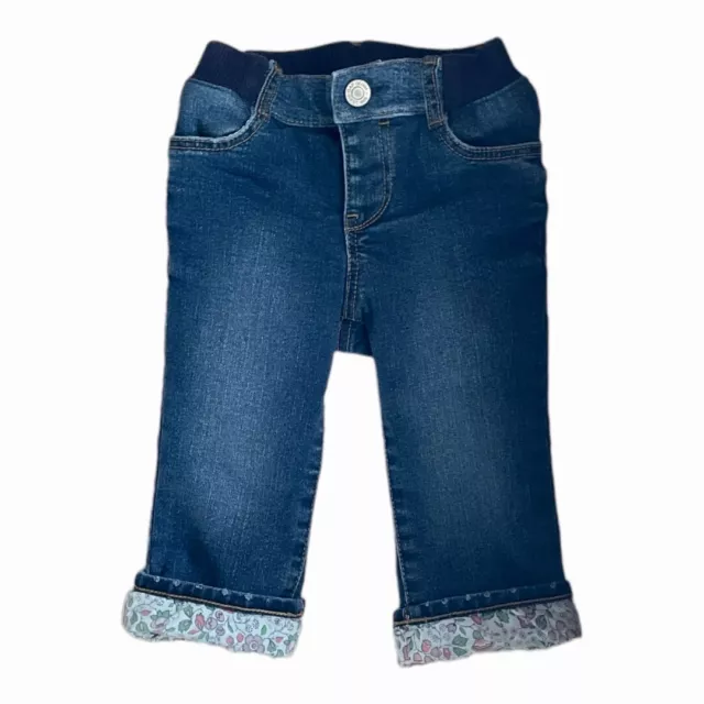 Gap Baby Toddler Girls Pull-on Jeans Blue Denim Floral Lined Kids Size 18-24M