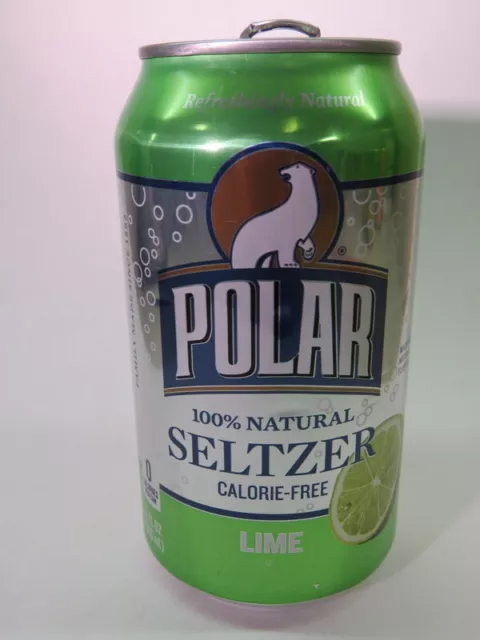Craft BEER Empty Can ~ POLAR Beverages Lime Seltzer Water ~ Worcester, MASS.