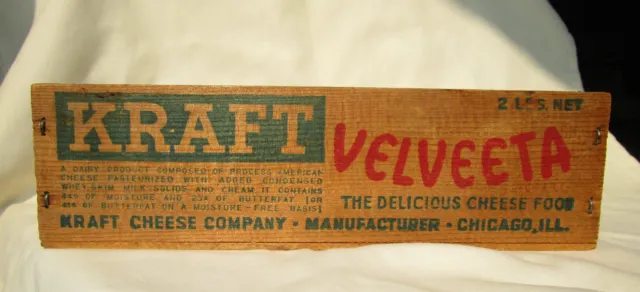 Vintage Kraft Velveeta Cheese Wood Box 2 lbs. The Delicious Cheese Food