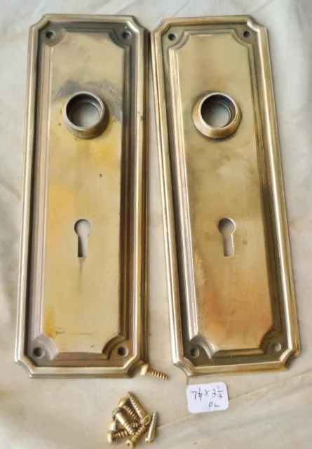 Door Knob Back Plate Brass plated Steel  7 1/4"h x 2 1/2"w  Pair