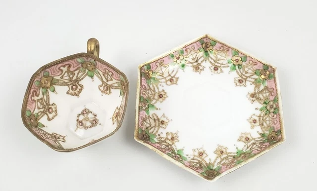Nippon hand painted teacup and saucer Japan