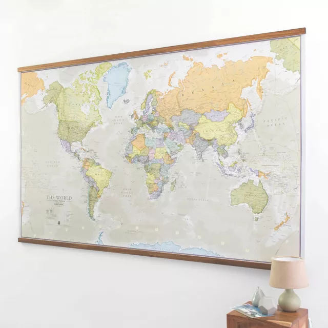 Huge Classic World Map Political Poster - Laminated/Encapsulated 197cm (w) x 11 2