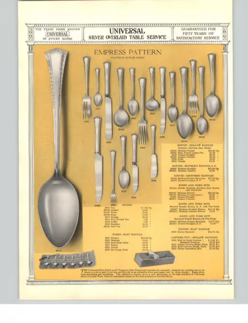 1927 PAPER AD 3 PG Universal Silver Silverware Empress Pattern 2