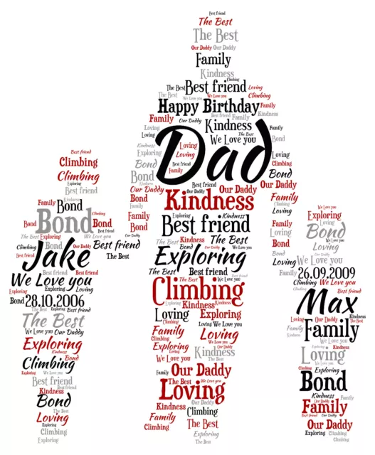 Personalised Family Dad and Sons Word Art Print Father's Day Birthday