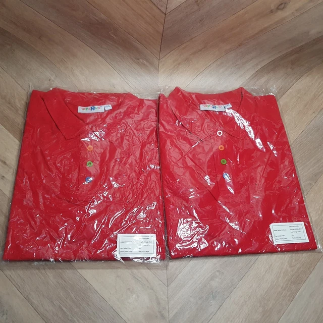 2x TOYS R US XXL 2XL polo personale top abbigliamento da lavoro maglietta uniforme uomo donna nuova con etichette