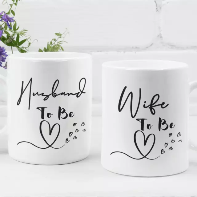 Husband Wife To Be Couples Engagement Set Of Two Mugs / Couple Wedding Gift