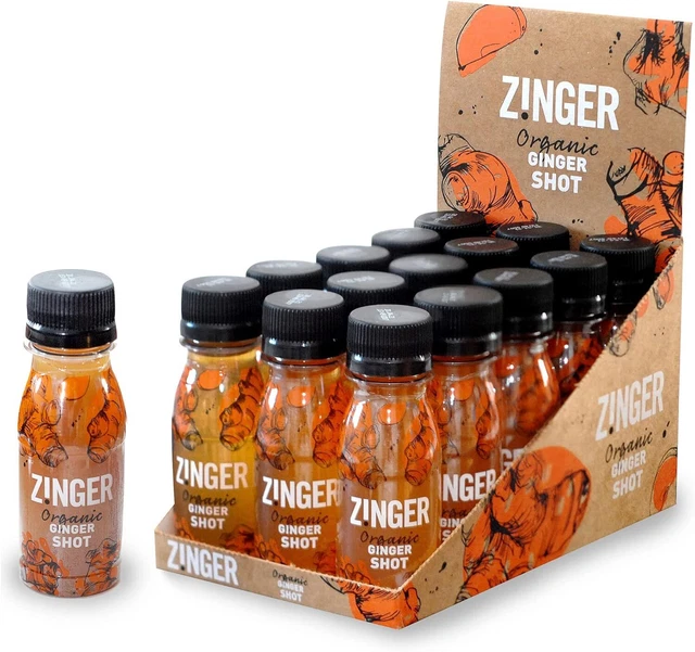 Zinger ginger shot Natural kick pressed ginger juice Organic plant based shot