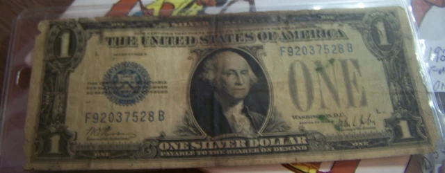 1928 B  One Dollar $1 Silver Certificate   (Funny Back) Blue Seal Circulated