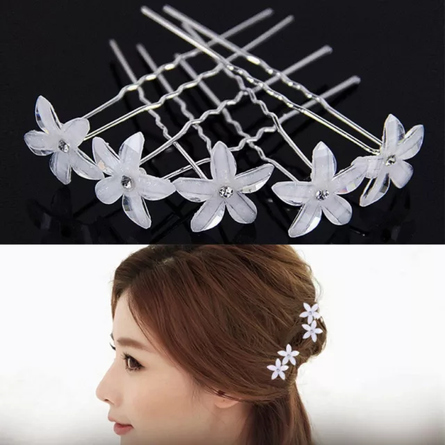 Glamorous Diamante Flower Hair Pins Set of 20 U Shaped Hair Accessories
