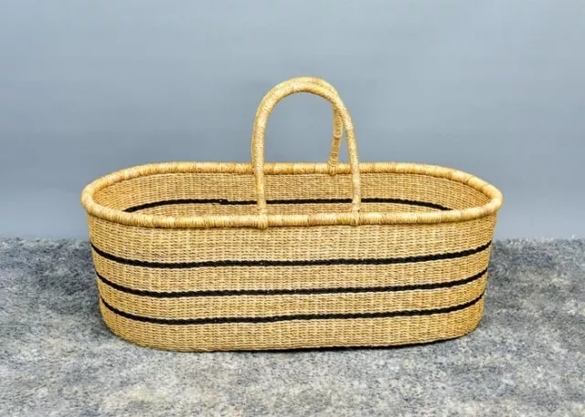 Baby Moses Basket with Mattress, Size 12x18x30 in- Baby Bassinet Basket-Wicker