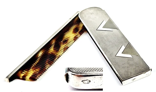 Peigne Ancien Pliable En Bakélite Avec Miroir – Style Art Déco – Pour Moustache Et Barbe – Neuf