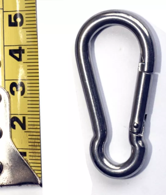 Stainless Steel Carabiner Clip Snap Hook Spring Loaded Carabina Carbine 50-80mm 2