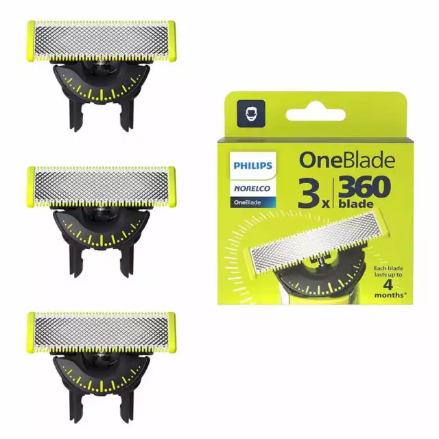 New Philips OneBlade Replacement 360 Blade Head Pack of 3 Replacement Blade Head