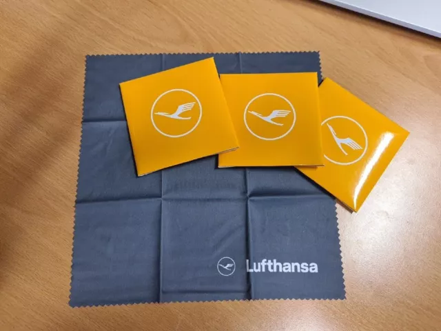 3 Brillenputztuch mit Lufthansa Werbung, neu, OVP, LH, Sammeln