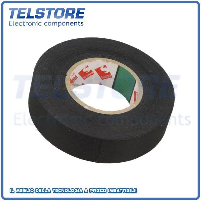 1rotolo  Tape textile W 19mm L 30m Thk 0.14mm rubber black -40...125°C SCAPA 183
