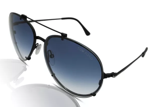 Tom Ford FT0527 Dickon Sunglasses 01W Shiny Black/Blue Gradient