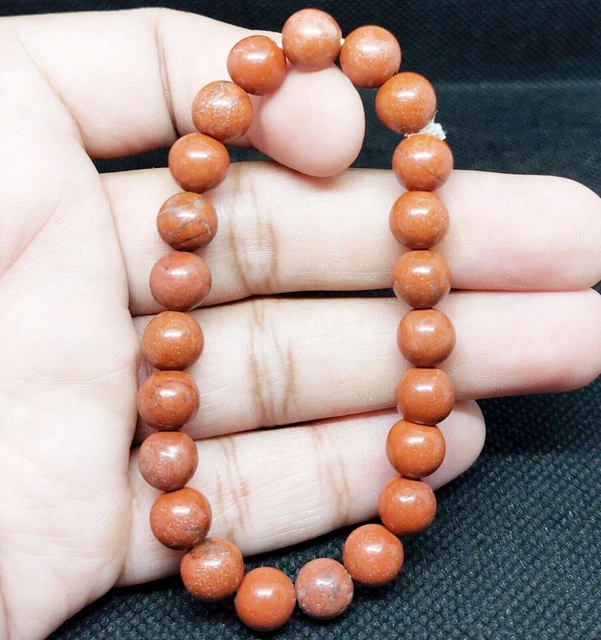 Bracciale in pietra di diaspro rosso Bracciale estensibile con pietra reale...