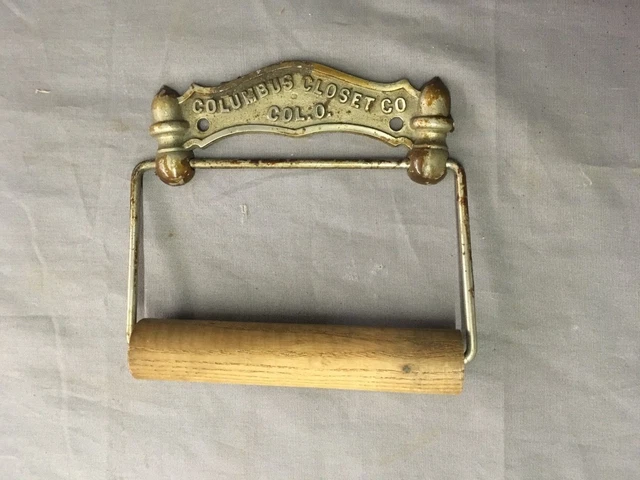 Antique Nickel Toilet Tissue Paper Holder Roller Columbus Closet Co Vtg 23-18F