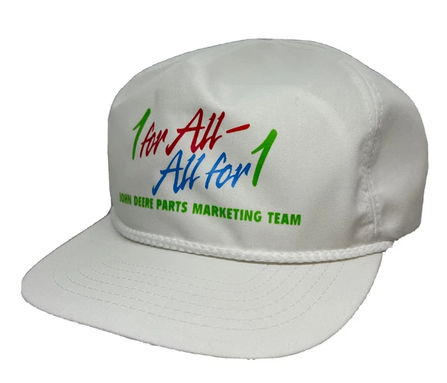 Vintage John Deere Hat Cap Snap Back Rope White Swingster Parts Marketing Team