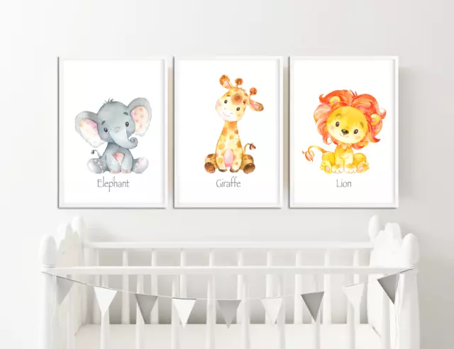 Cute Animal Prints / Pictures for Nursery / Boys / Girls Bedroom Watercolour