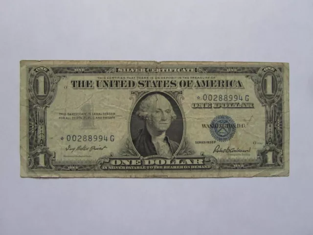 1935-F **STAR NOTE** $1 Dollar Blue Seal Silver Certificate 