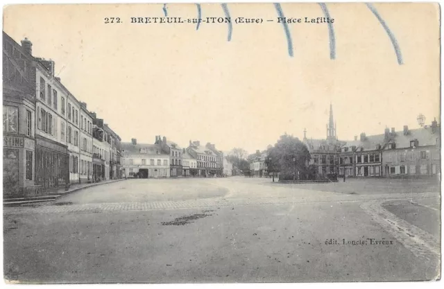 BRETEUIL-sur-ITON 27 Place Lafitte CPA written to Mrs. Bigoudra in May 1911