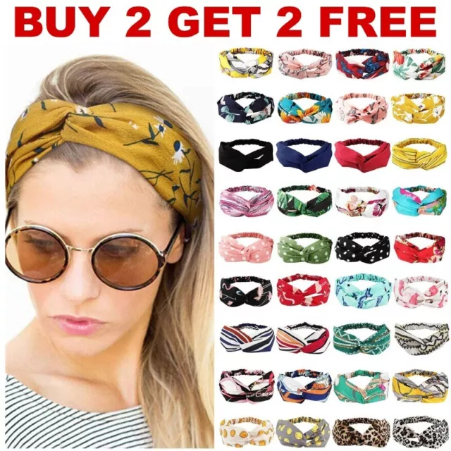 Boho Floral Twist Knot Headband Elastic Wrap Turban Hair Band Hairband Sports