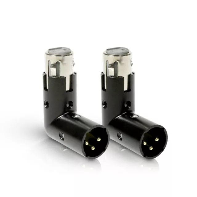 Pair of 2 XLR 3-Pin Right Angle Adapter Male and Female Adjustable 4 Angle