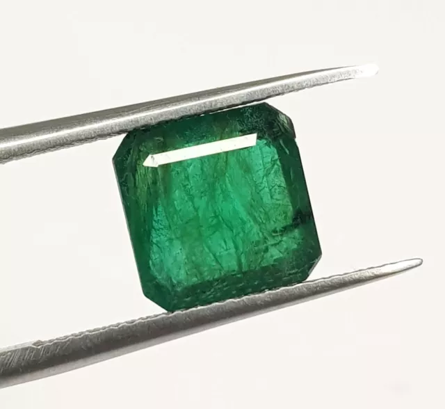 3.09 Ct Natural Emerald Zambian Square Cut Rich Green AA+ Luster Loose Gemstone