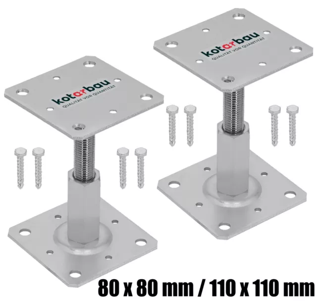 KOTARBAU 2er Set Pfostenträger Höhenverstelbar 90–150mm  Pfostenschuh Galvanisch