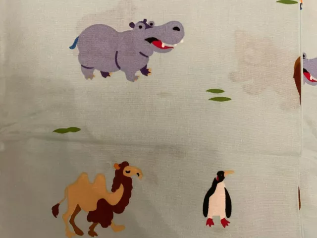 Wild Endangered Safari Zoo Animal FULL FITTED FLAT SHEET OLIVE KIDS Blue Fabric 3