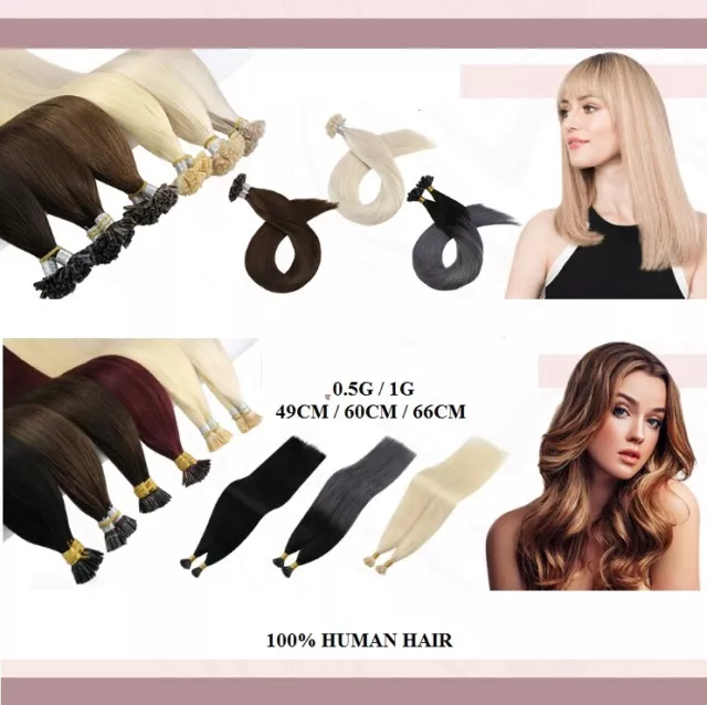 50-200 Extensions Cheveux A Keratine 100% Naturels Remy 49-60 Cm U Tip 0.5G 1G