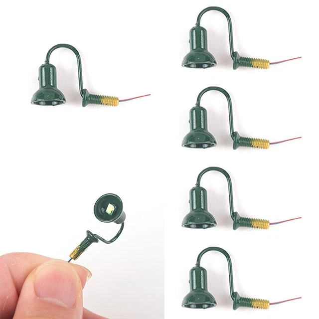 Lampadaires LED échelle H0 Pour Maquettes - 5 Pièces Avec Effet Lumière - 7,7 Cm Hauteur