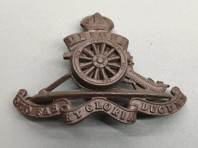 ORIGINAL WW1 BRITISH Army Royal Artillery Officers Bronze Cap Badge £12 ...