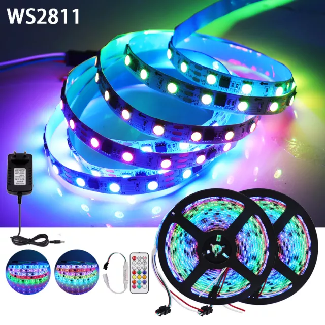 1-5m LED Stripe RGB Leiste Streifen 5050 WS2811 Band Licht Lichterkette Netzteil