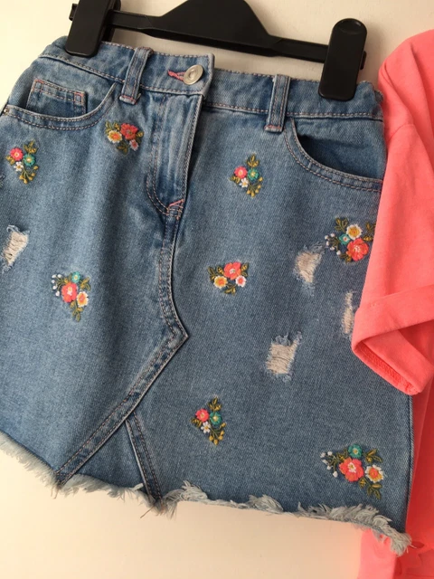 Gonna estiva in denim ragazza Matalan & neon capesante bella top 8 anni 3
