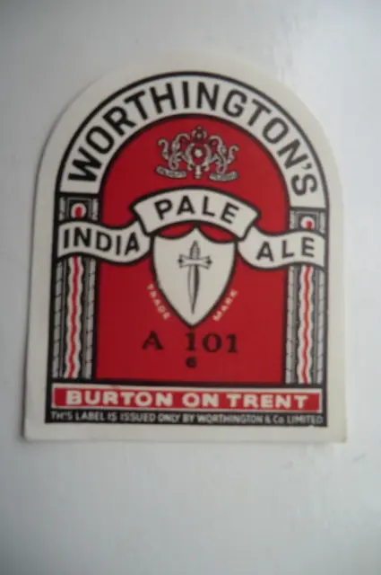 Mint Worthington Burton India Pale Ale A101 6 Brewery Beer Bottle Label