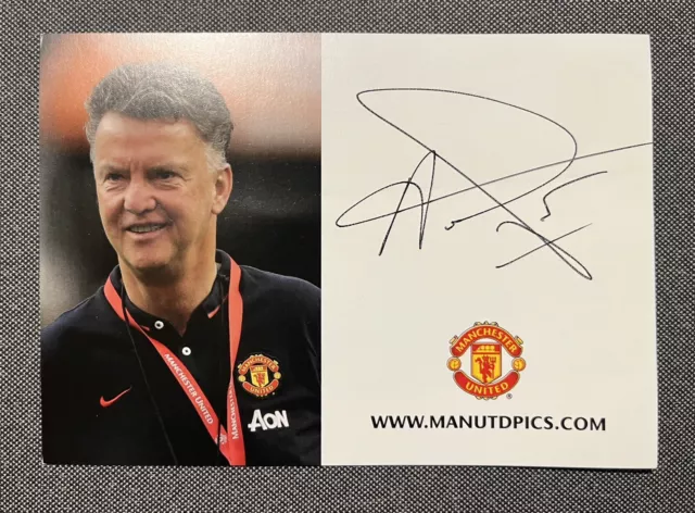 Louis Van Gaal Hand Signed Manchester United  Official Club Promo Card Authentic