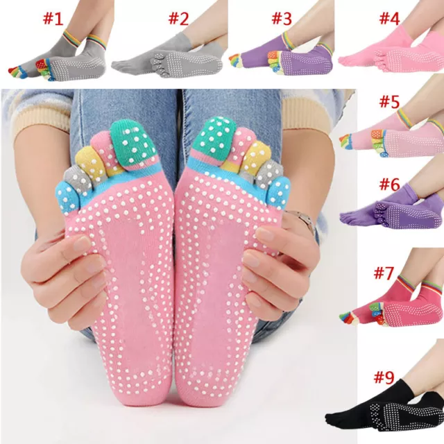 1 Pair Anti-slip Fingers 5 Toes Cotton Socks for Exercise Sports Pilates Massage