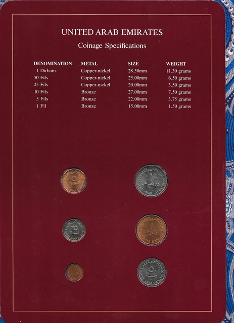 Coin Sets of All Nations UAE United Arab Emirates UNC 1973-1984 2
